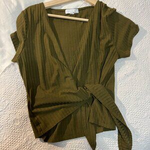 Olive - Deep V-neck top  / size L